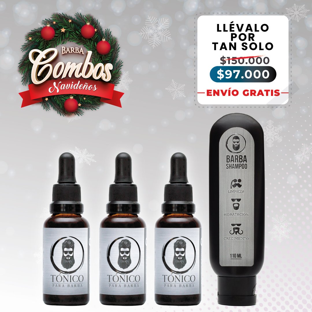 Tónico Para Barba (x3)+ Barba Shampoo +BARBA REGALO + ENVÍO GRATIS