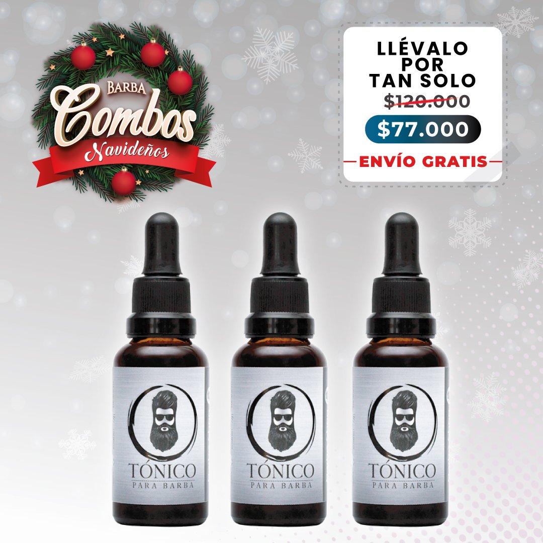 Tónico Para Barba (x3) + BARBA REGALO + ENVÍO GRATIS