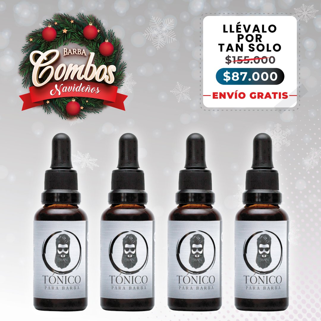 Tónico Para Barba (x4) + BARBA REGALO + ENVÍO GRATIS