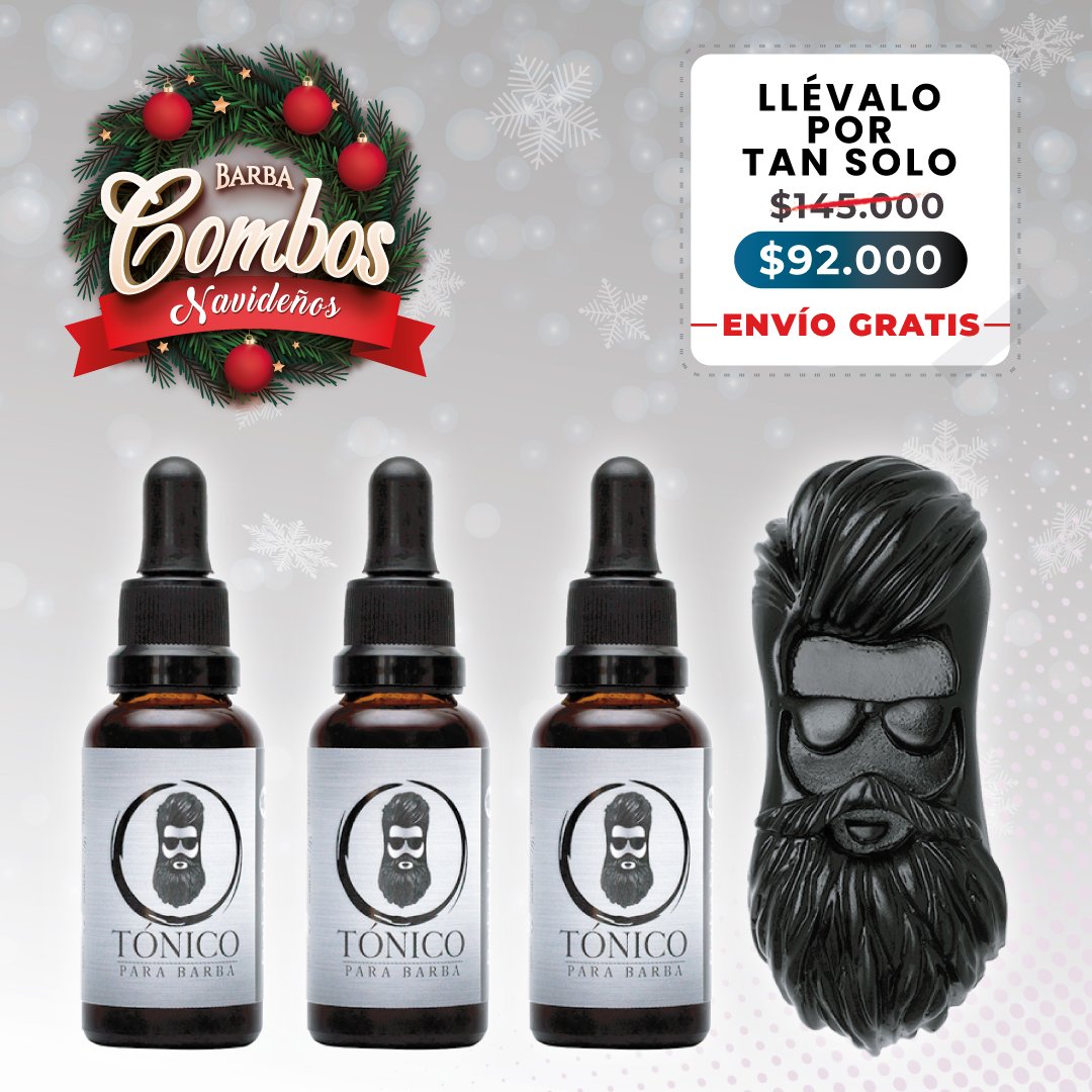 Tónico Para Barba (x3) + Barba Jabón + BARBA REGALO + ENVÍO GRATIS