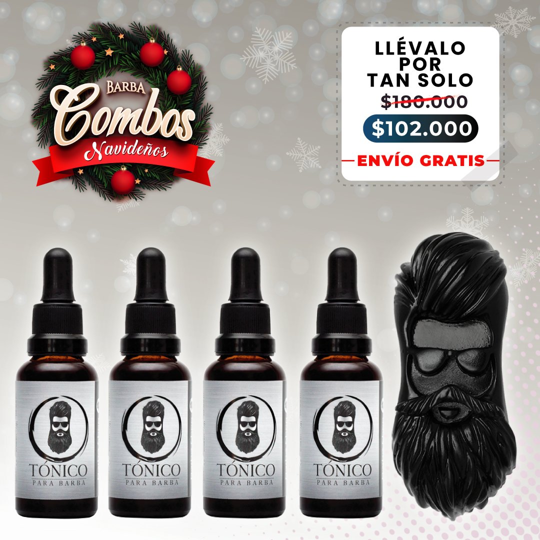 Tónico Para Barba (x4) + Barba Jabón + BARBA REGALO + ENVÍO GRATIS