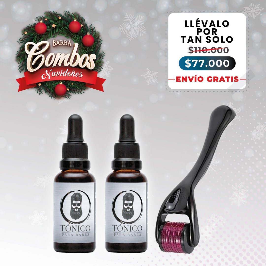 Tónico Para Barba (x2) + Dermaroller + BARBA REGALO + ENVÍO GRATIS